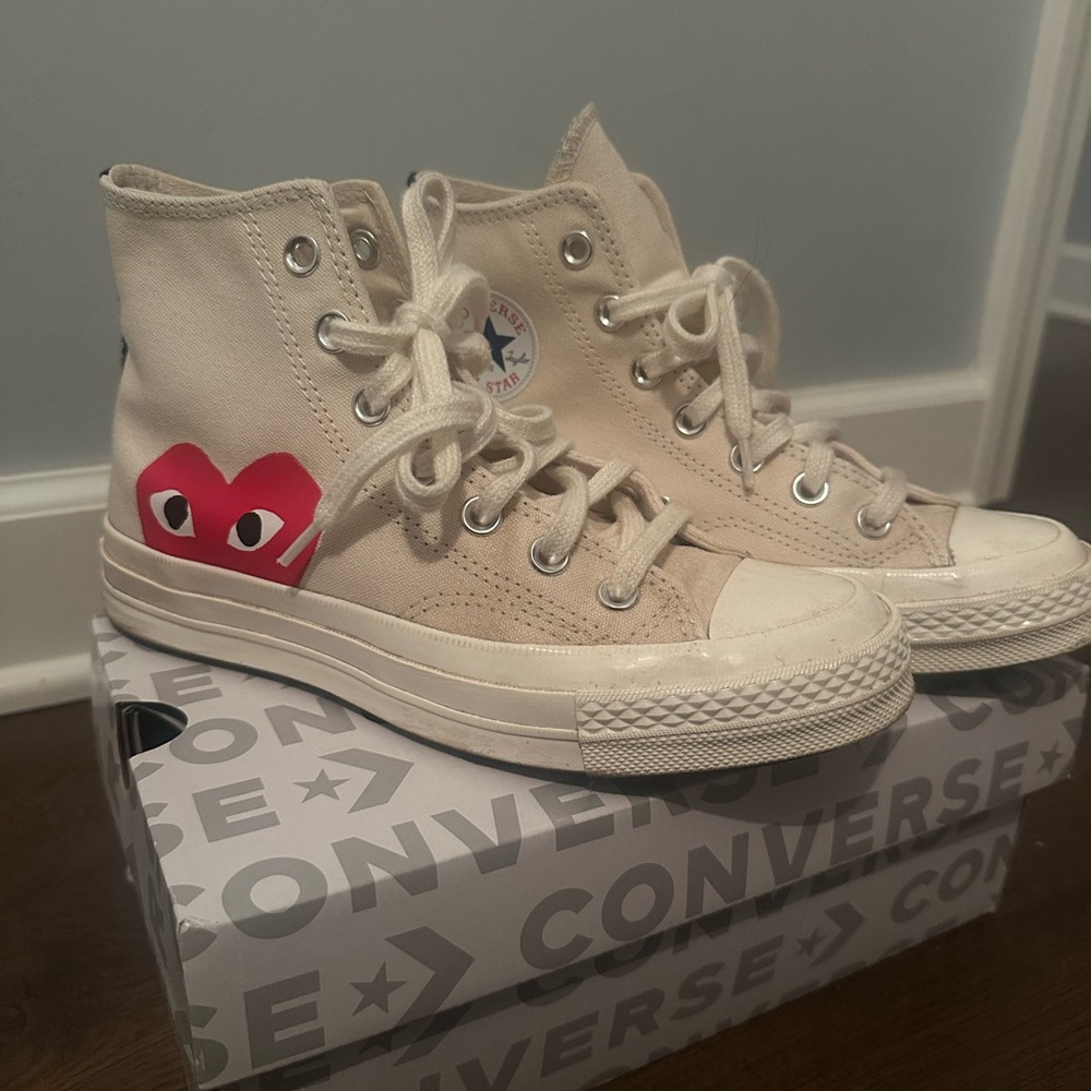 Converse Cream High-Top Sneakers with Iconic Design